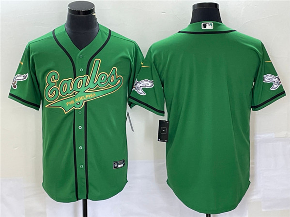 Men's Philadelphia Eagles Blank Green Cool Base Stitched Baseball Jersey